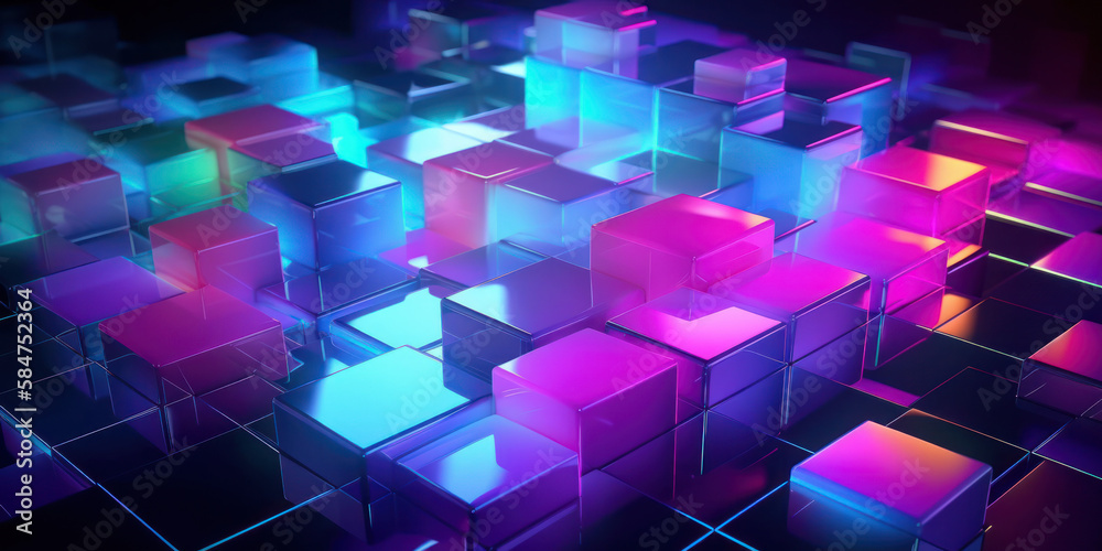 Abstract background with glass squares. Generative AI Abstract background with glass squares. Generative AI