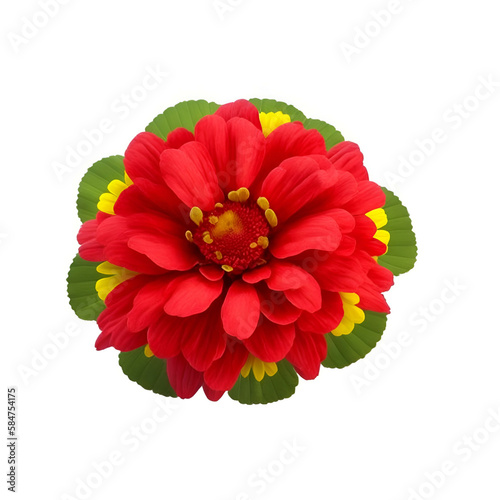 red dahlia isolated on white background - Red flower on white background - Generative AI