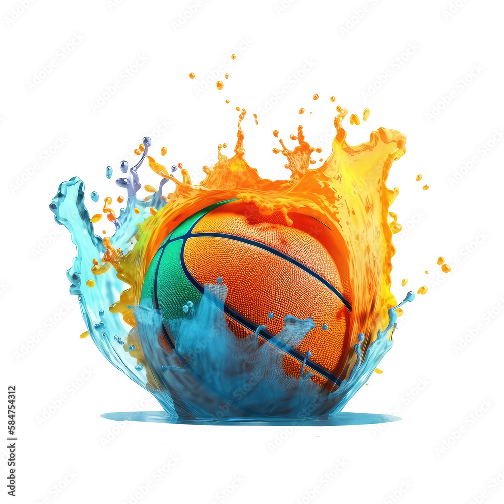 basketball color water isolated on white basketball color water isolated on white