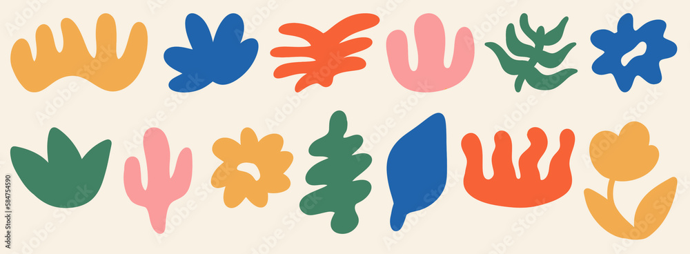 Hand drawn doodle abstract aesthetic plant flower nature shapes symbols illustration vector set banner wallpaper background pattern design high quality isolated background bright colour Hand drawn doodle abstract aesthetic plant flower nature shapes symbols illustration vector set banner wallpaper background pattern design high quality isolated background bright colour