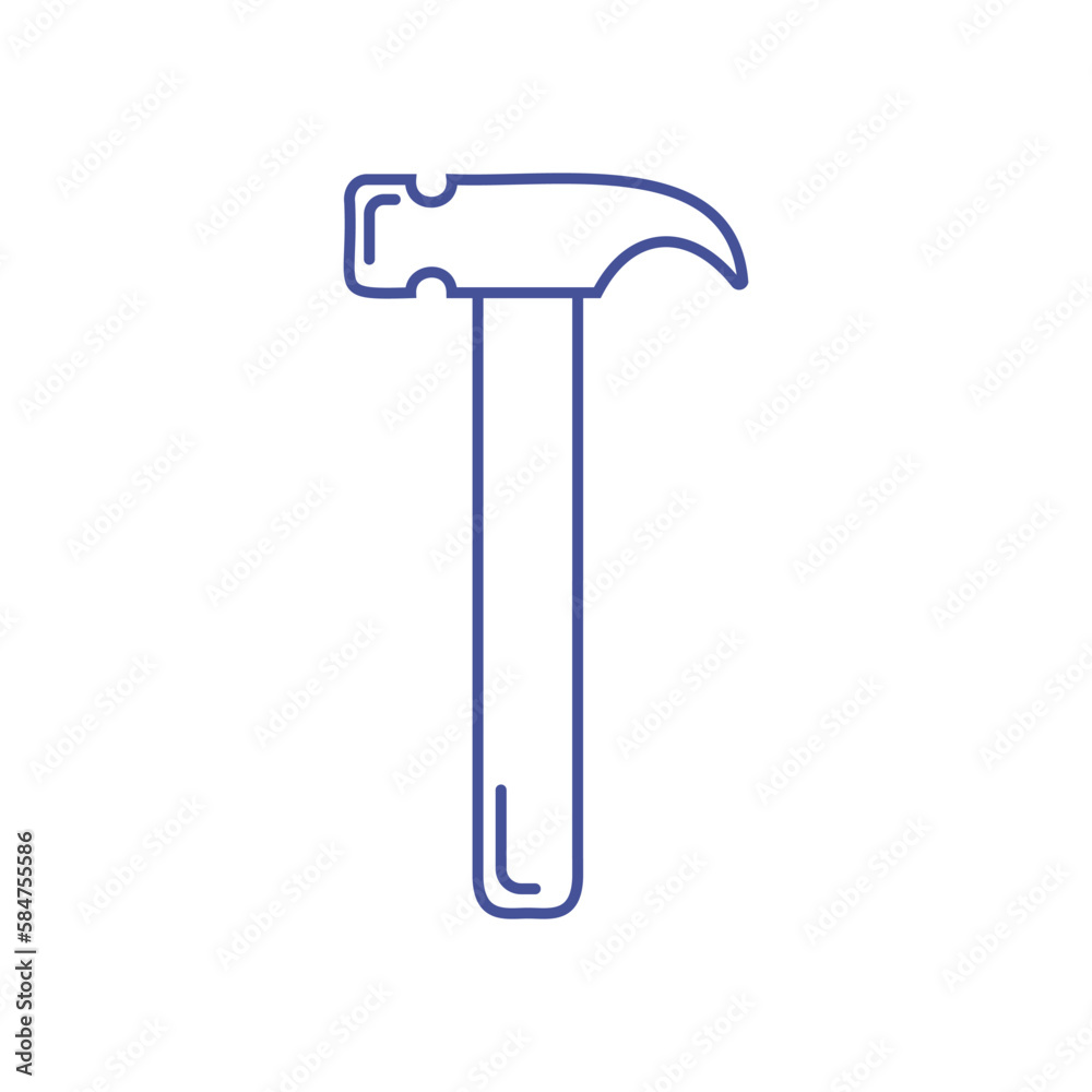 Hammer simple linear icon. Tool for construction, repair. Outline. Logo, symbol, sign for mobile concept and web design. Vector illustration, white background Hammer simple linear icon. Tool for construction, repair. Outline. Logo, symbol, sign for mobile concept and web design. Vector illustration, white background