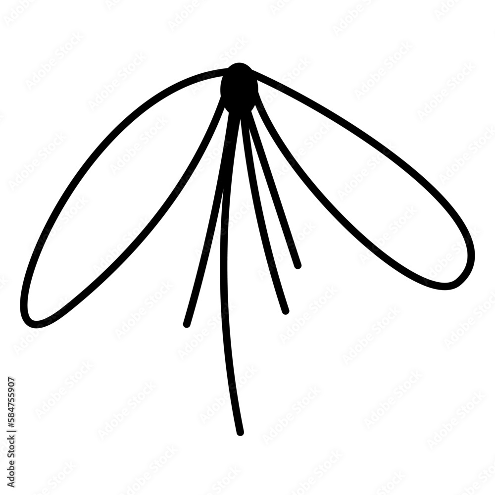Lace tied in a bow second. Doodle vector black and white illustration ...