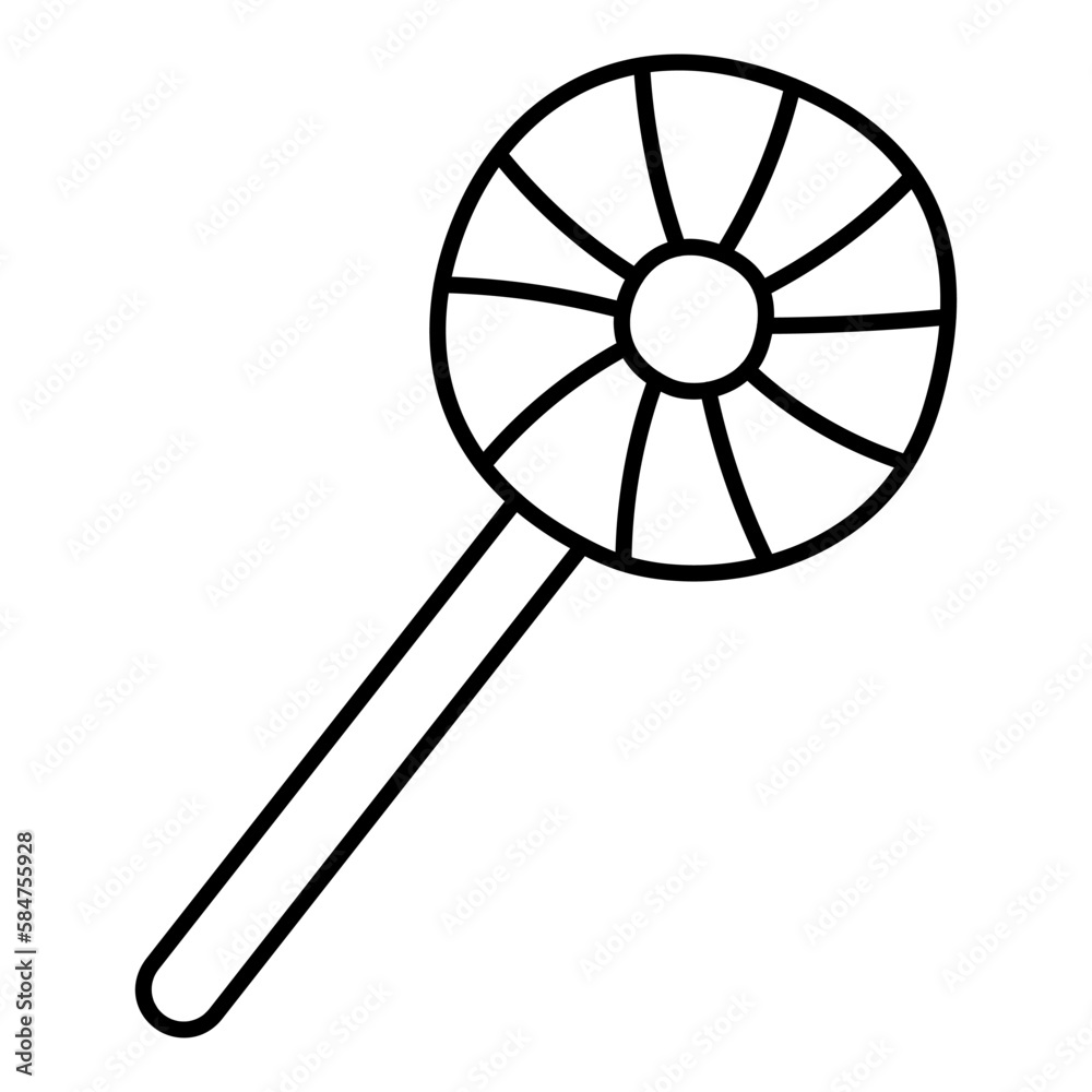 Obraz premium Lollipop doodle. Vector black and white illustration.