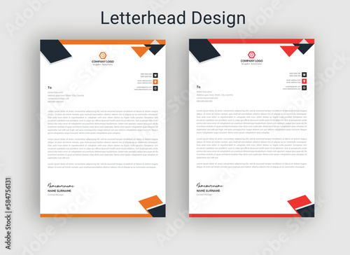 Modern Business Letterhead Design Template, Letterhead template in flat style, Modern company letterhead template design