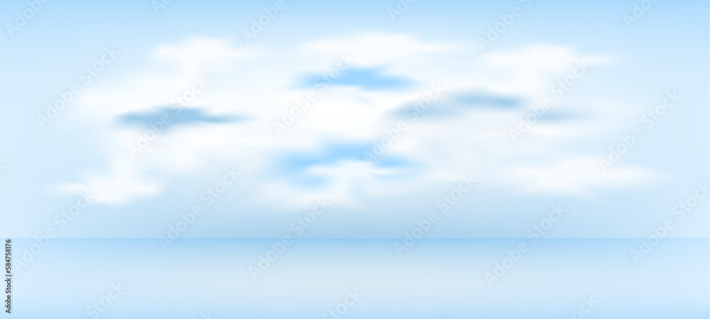 illustration of a blue sky with a collection of clouds over the blue ocean illustration of a blue sky with a collection of clouds over the blue ocean