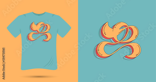 modern t shirt design with Arabic calligraphy means she in Arabic - Vector