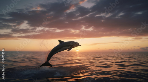 dolphin jumping at sunset © Dennis