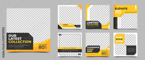 Set of Editable square banner for fashion promotion template