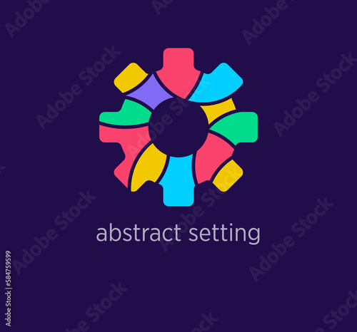 Modern abstract setting logo icon. Unique design color transitions. Colorful machine gear logo template. vector. photo