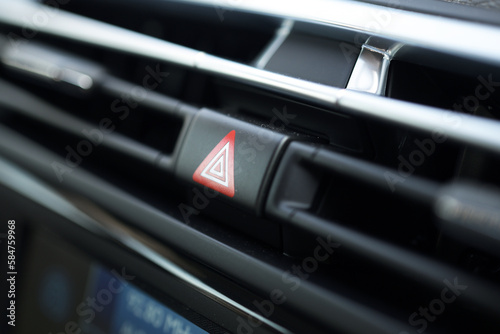 Car warning light button.Red button cockpit car for emergency lights.