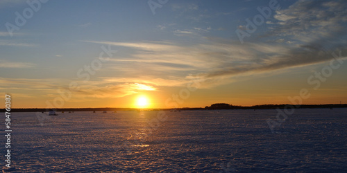 Spring fishing from the ice, nature.