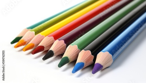 Pencils of various colors in a white background Generative AI Illustration