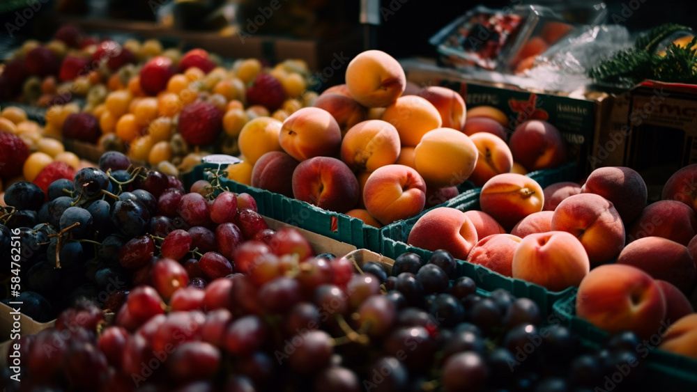 detailed background of a fruit market