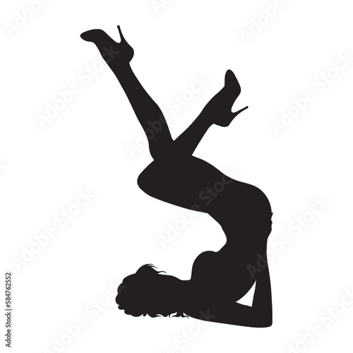 Sexy woman legs up while laying silhouette vector.