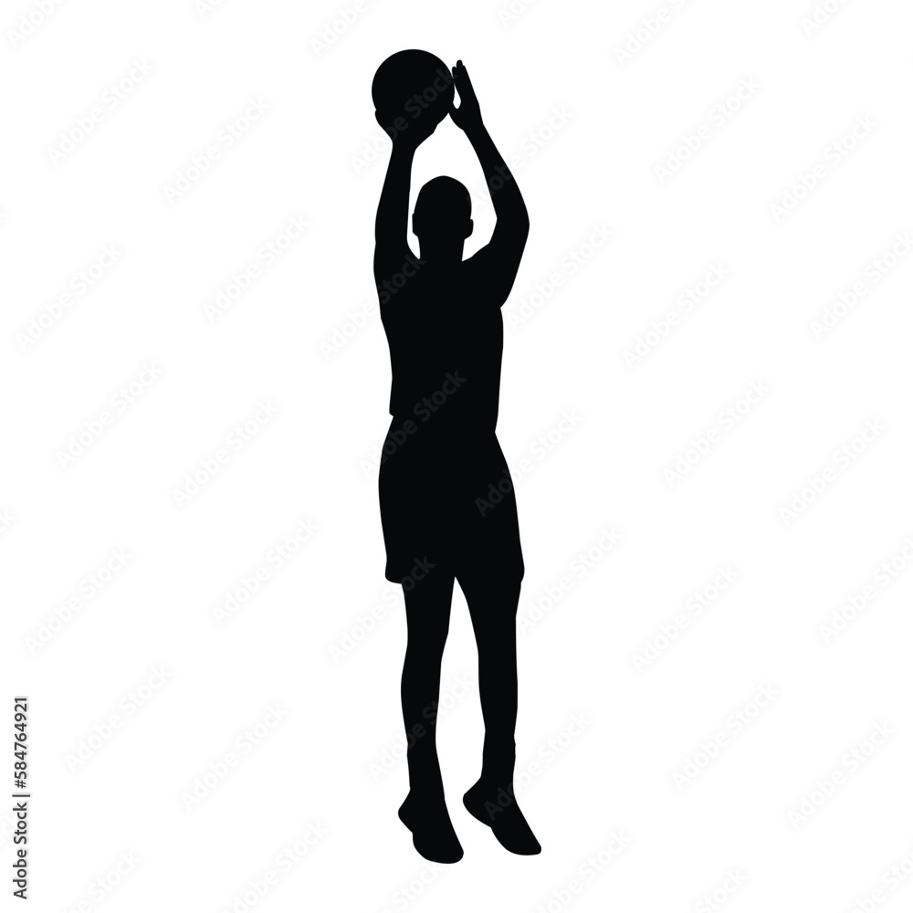 A set of detailed silhouette basketball players in lots of different poses A set of detailed silhouette basketball players in lots of different poses