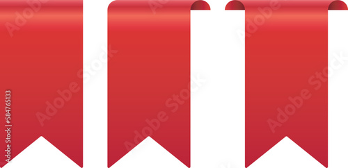 red ribbon set bookmark 3d gradient tag. isolated image background. eps 10