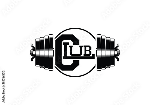 Club Gym Barbell logo Vector Design