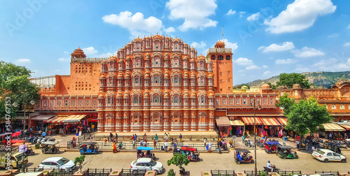 Hawa Mahal Palace or Palace of the Winds in Jaipur, Rajasthan state in India © atosan
