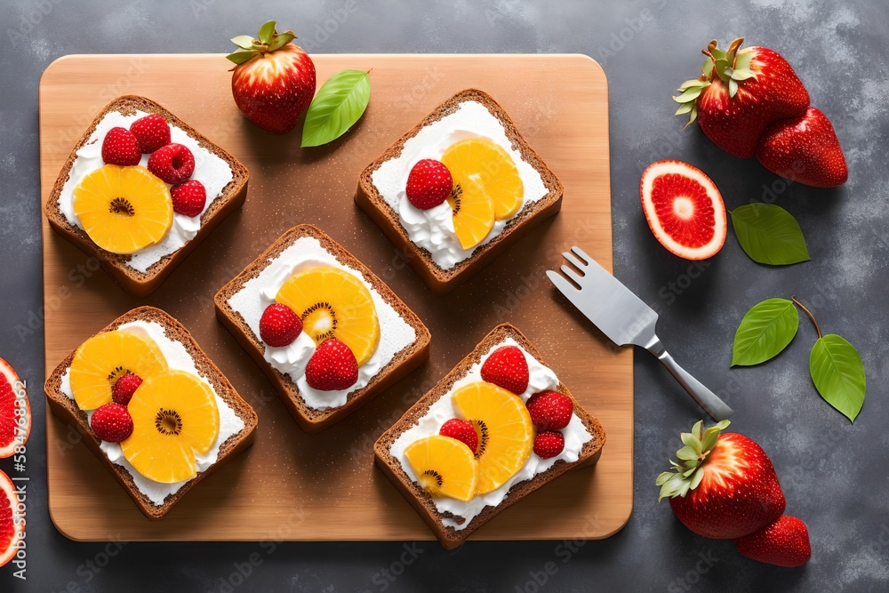 Mix fruits honey toast, generative art by A.I. Mix fruits honey toast, generative art by A.I.
