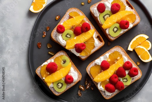 Mix fruits honey toast, generative art by A.I.