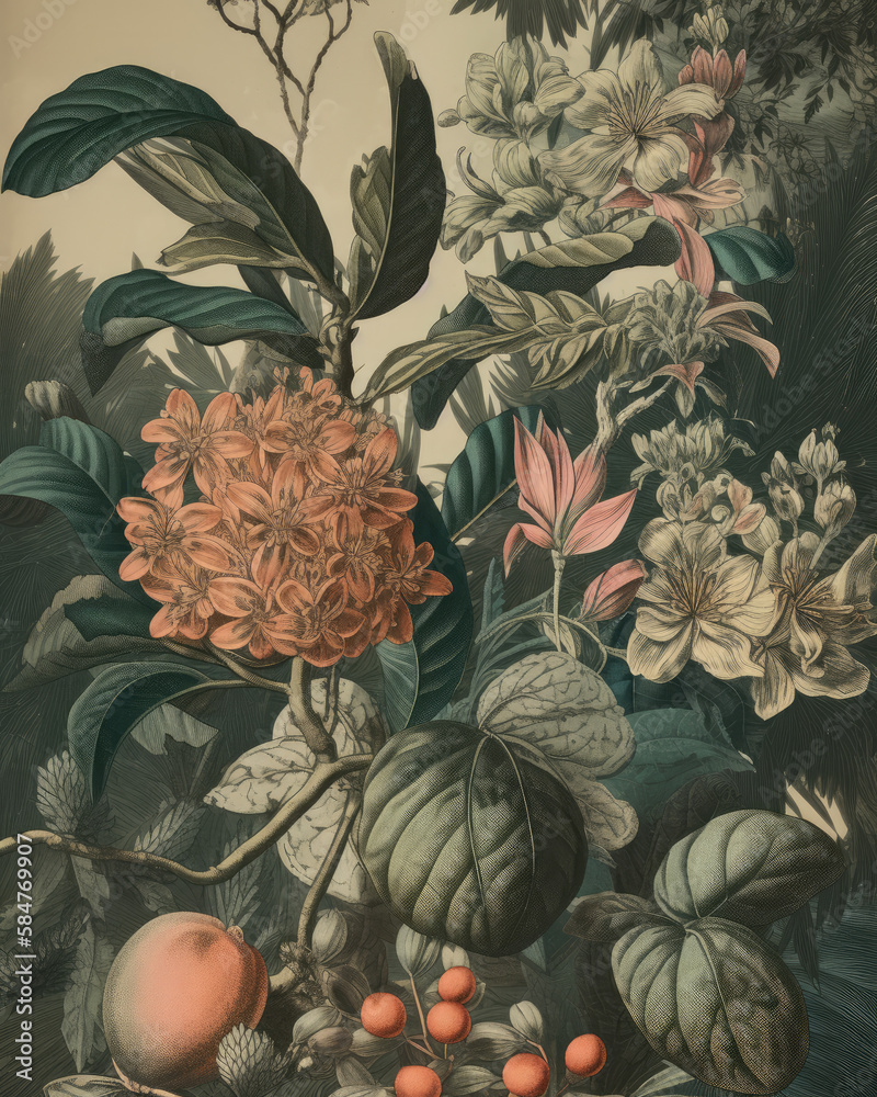 custom made wallpaper toronto digitalAntique Botanical illustrations