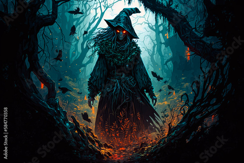 fictional hag witch in the woods Fototapet
