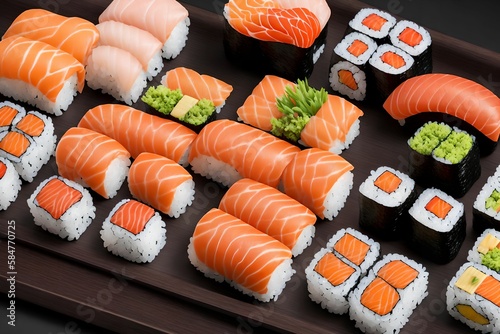 premium Sushi japanese food, generative art by A.I.