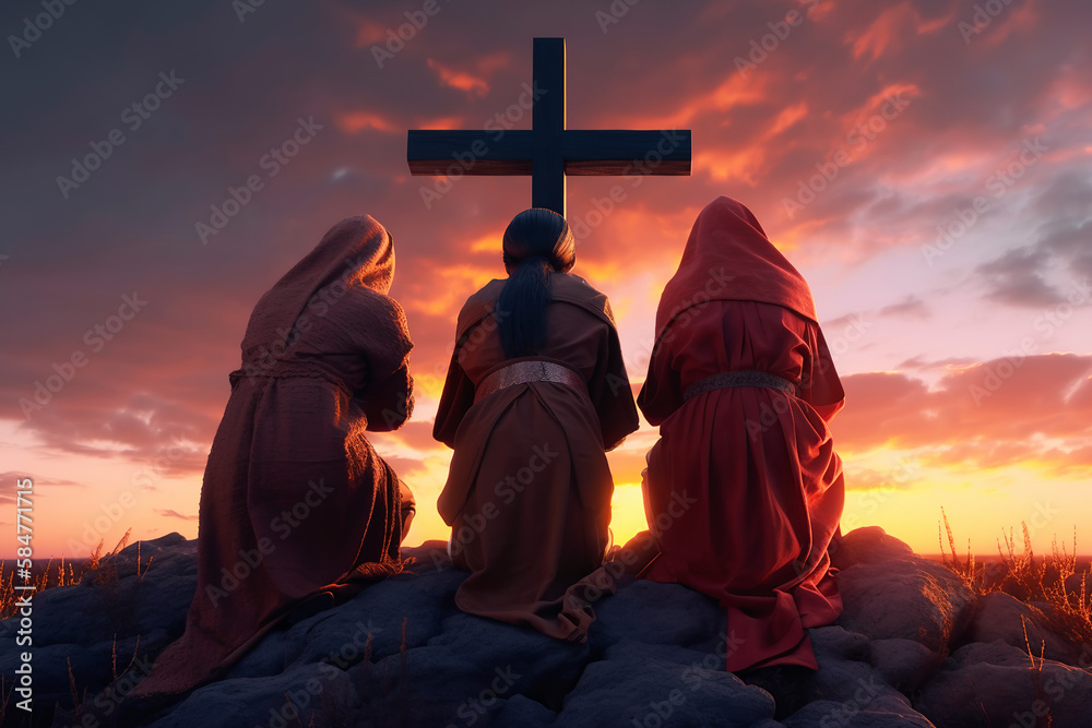 Woman Kneeling At The Cross