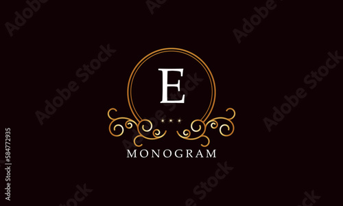 Luxury vector initial letter E monogram. Vintage logo, retro sign, company brand.