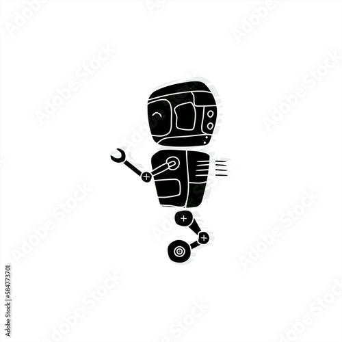 monochrome illustration of a delivery robot