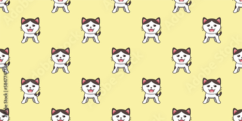 Vector cartoon character cat seamless pattern background for design. © jaaakworks