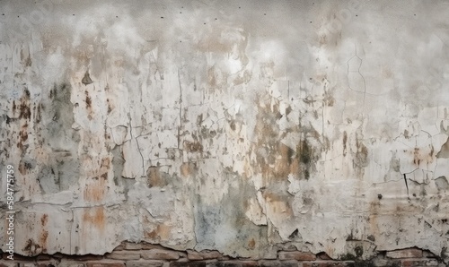 Texture of old white concrete wall for background, generative AI