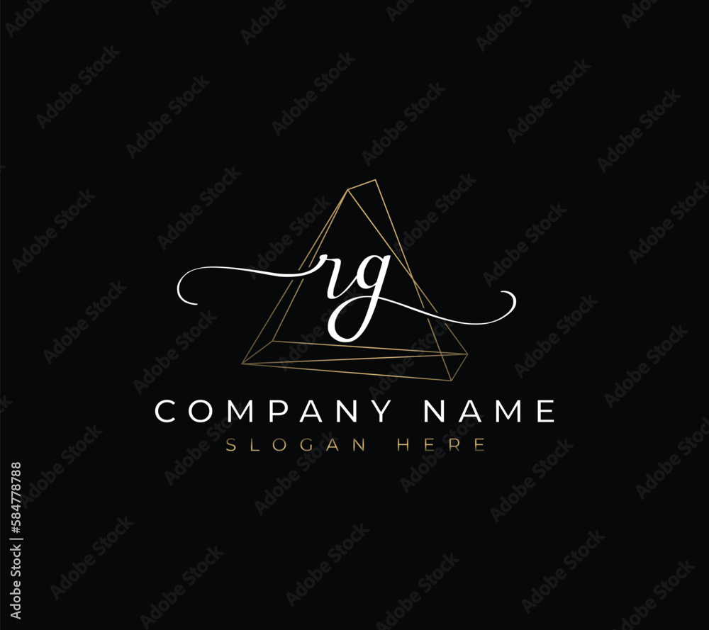 The flat handwriting abstract initial rg letter logo icon incorporates ...