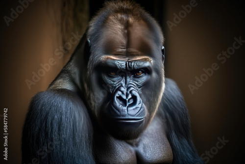 Portrait of gorilla in zoo. Ai generated.  © Ярослав Антонюк