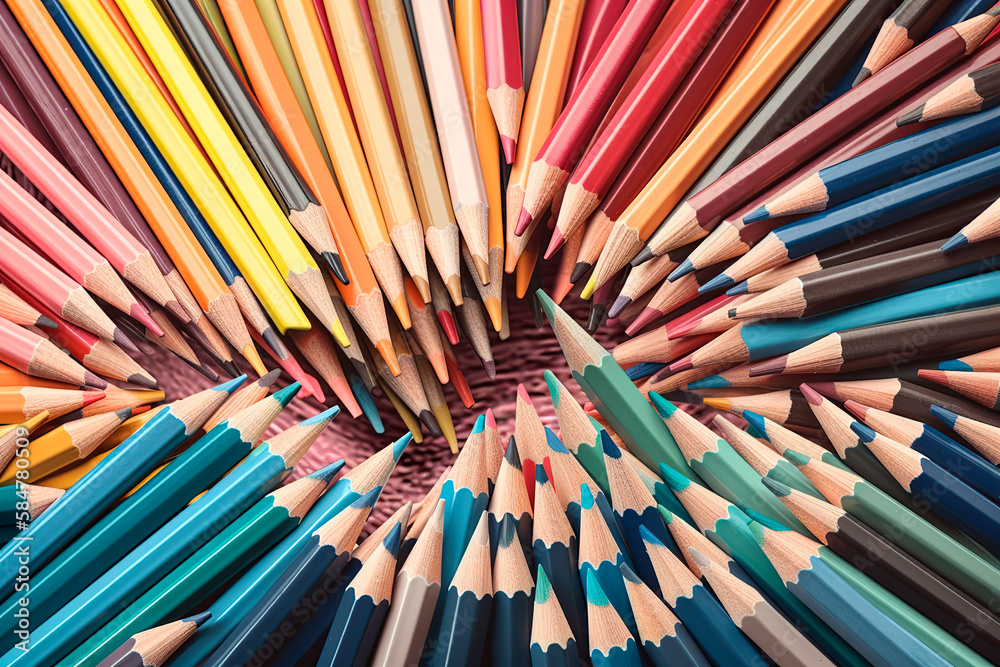 Abstract background from multi-colored pencils. Generation AI Abstract background from multi-colored pencils. Generation AI