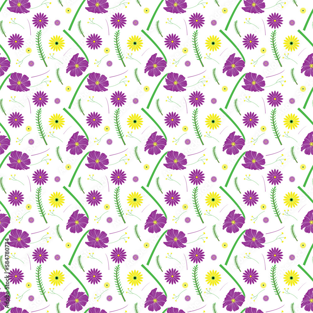 Colorful seamless abstract flower pattern