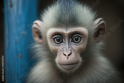 Portrait of monkey in zoo. Ai generated.  © Ярослав Антонюк
