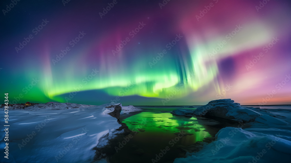 High-Resolution Northern Lights landscapes, Generated by AI
