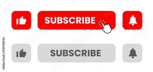 Youtube Subscribe button red color. vector illustration