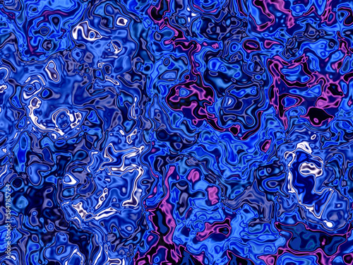 Colorful sky, marble shapes, lights, clouds, abstract background