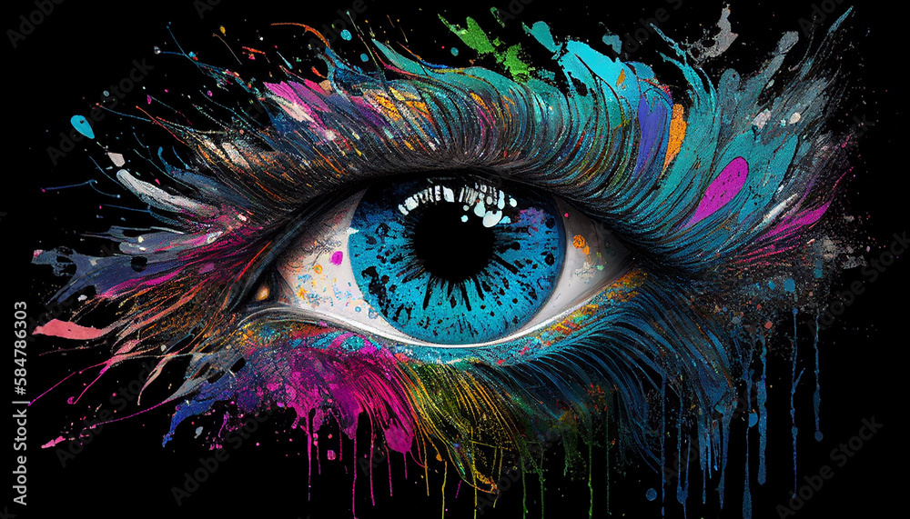 Colorfull Eye looking inside of you created with Generativ AI technology