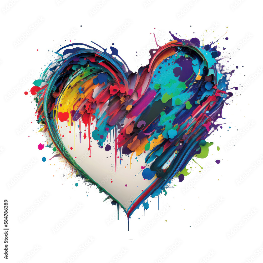 watercolor heart with splashes
