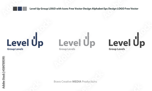Level Up Group LOGO with Icons Free Vector Design Alphabet Eps Design LOGO Free Vector