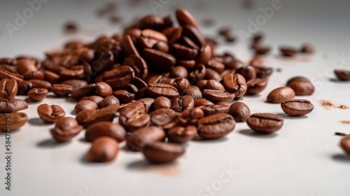 Scattered coffee beans Generative AI