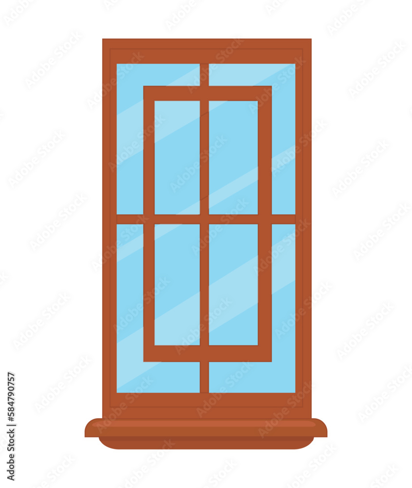 Obraz premium Vector of colorful window in flat style. Object for creating an interior.
