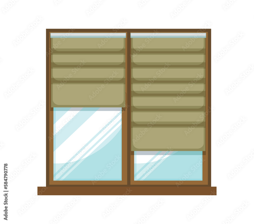 Vector of window with curtain.