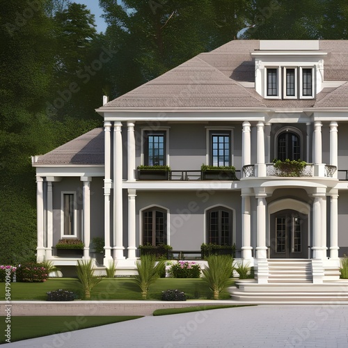 beautiful Neoclassical house473, Generative AI