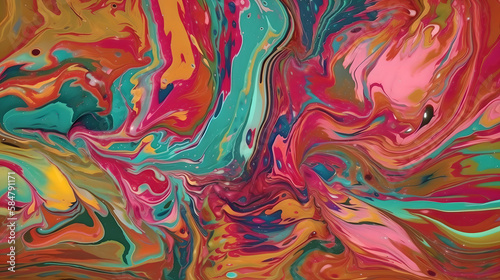 ebru art on water with contrast colors Generative Art