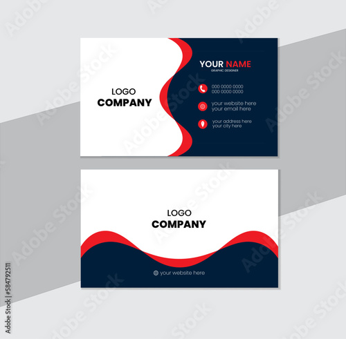 Modern business  template, Elegant luxury clean business card, Red and nevy blue color theme, Creative and modern business card template, Luxury and elegant business card
 photo