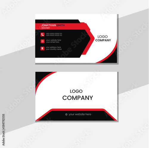 Business card design template, business card , Luxury and elegant business card, double sided business card template modern and clean style, Elegant luxury clean ,Red and black color theme
